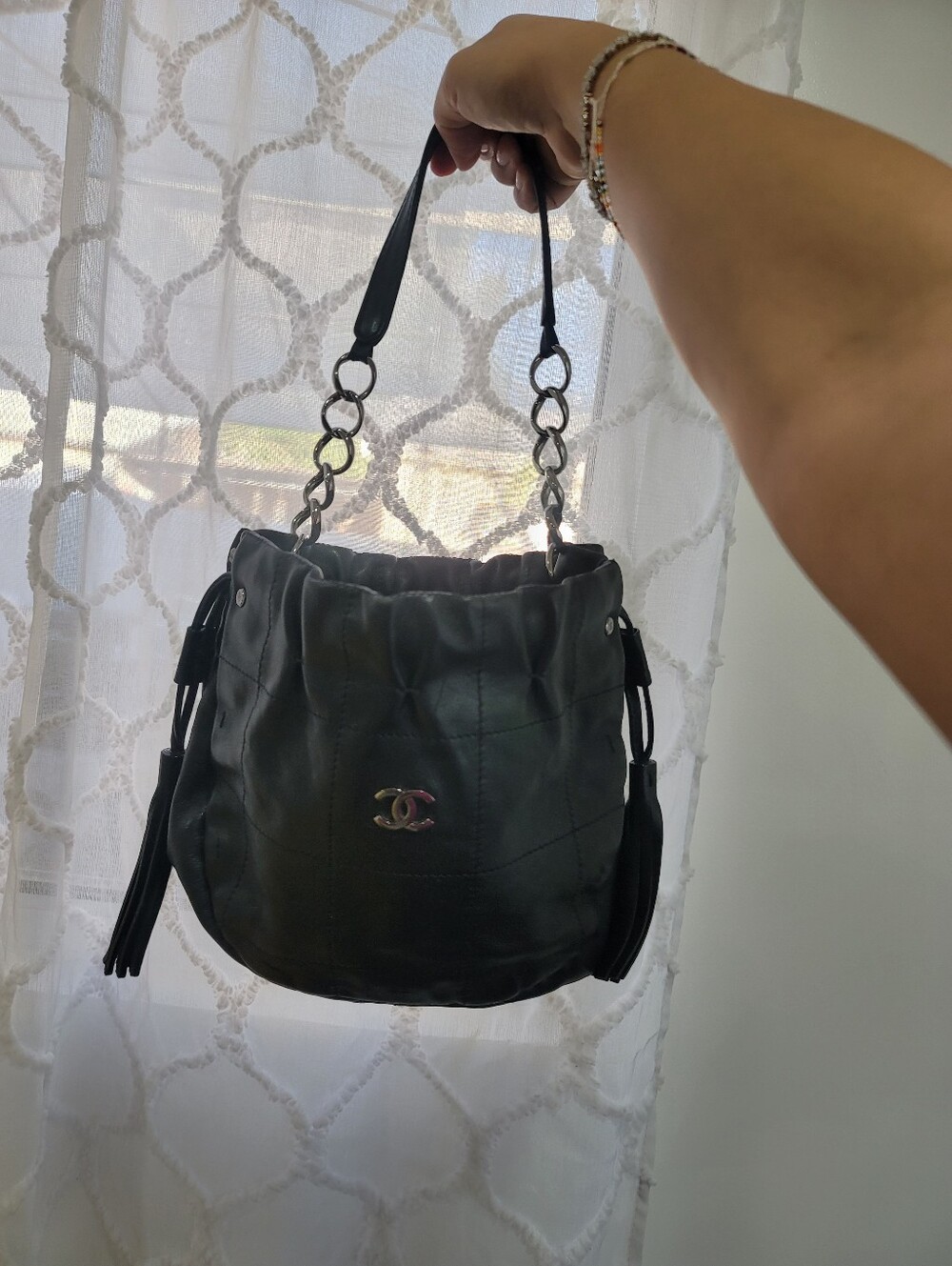 Chanel Black Quilted Drawstring Bucket Bag - Picture 2 of 14